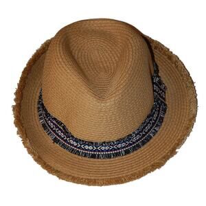 NWT Kimberly C Unisex Straw Fedora Beach Casual Vacation Resort Brunch Summer0